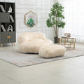 COOLMORE Bean Bag Chair Faux fur Lazy Sofa Footstool beige-plush