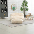 COOLMORE Bean Bag Chair Faux fur Lazy Sofa Footstool beige-plush