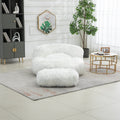 COOLMORE Bean Bag Chair Faux fur Lazy Sofa Footstool white-plush