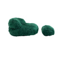 COOLMORE Bean Bag Chair Faux fur Lazy Sofa Footstool emerald-plush