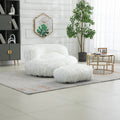 COOLMORE Bean Bag Chair Faux fur Lazy Sofa Footstool white-plush