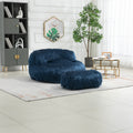 COOLMORE Bean Bag Chair Faux fur Lazy Sofa Footstool navy-plush