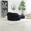 COOLMORE Bean Bag Chair Faux fur Lazy Sofa Footstool black-plush