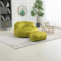 COOLMORE Bean Bag Chair Faux fur Lazy Sofa Footstool olive-plush