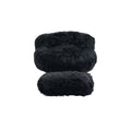 COOLMORE Bean Bag Chair Faux fur Lazy Sofa Footstool black-plush