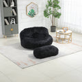 COOLMORE Bean Bag Chair Faux fur Lazy Sofa Footstool black-plush