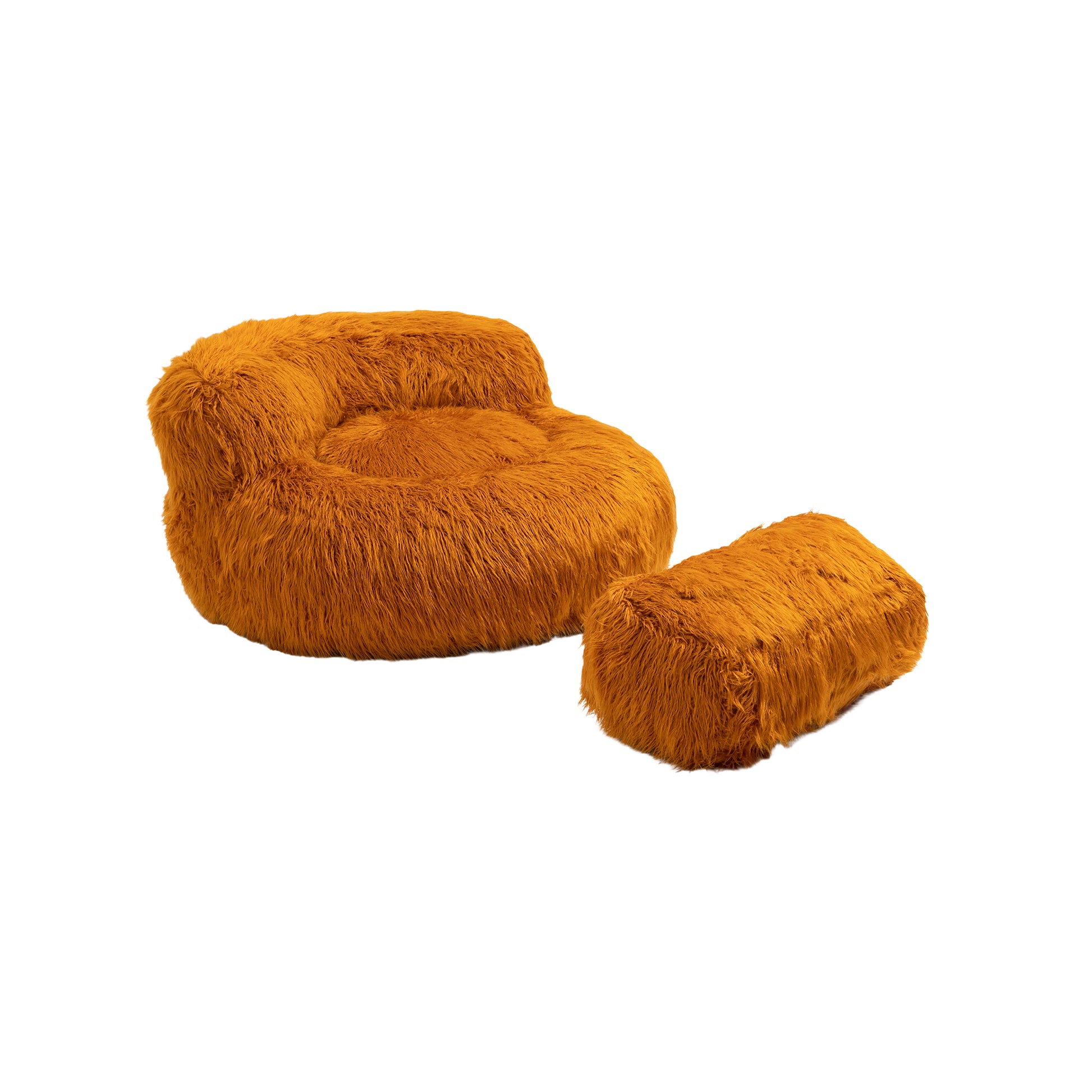 COOLMORE Bean Bag Chair Faux fur Lazy Sofa Footstool orange-plush