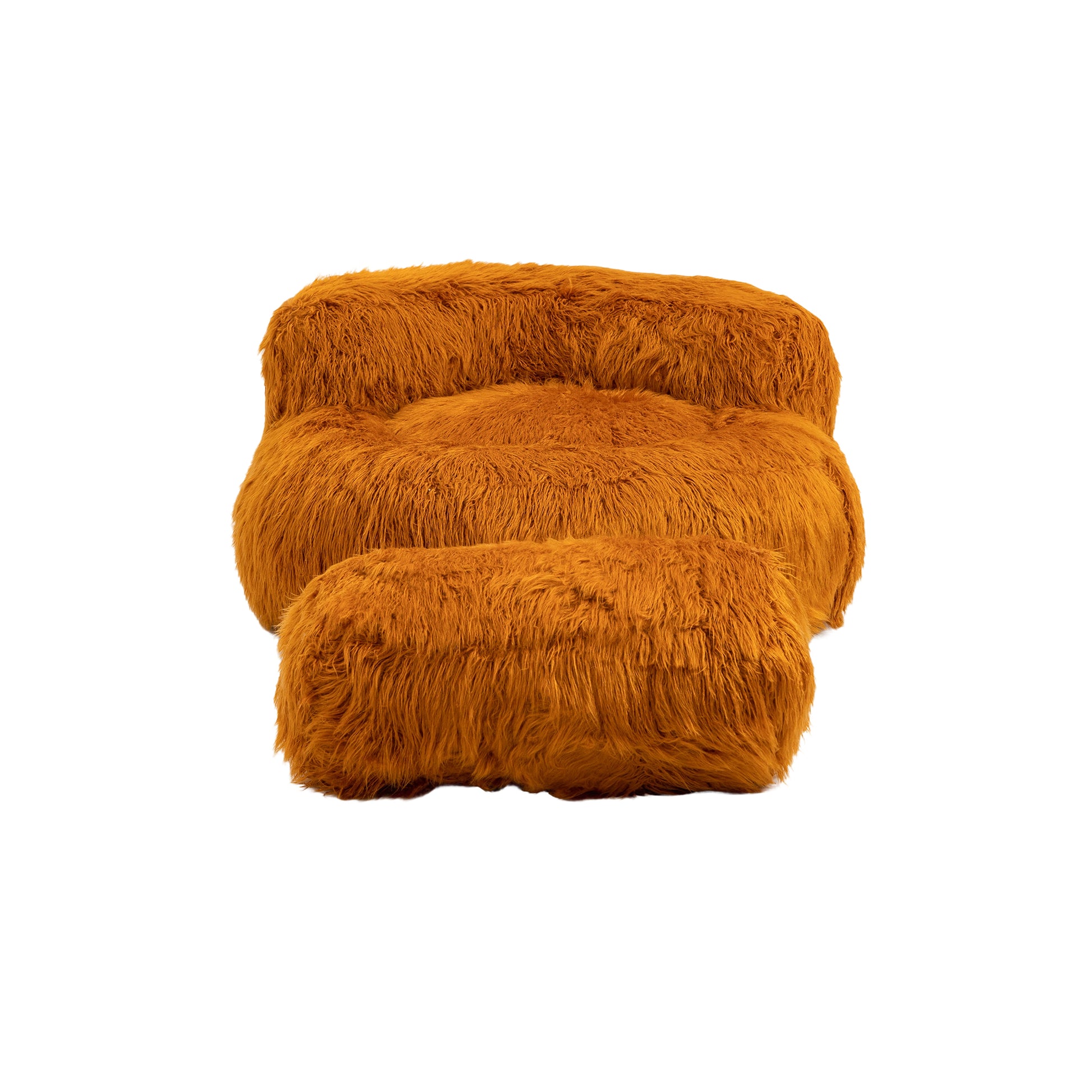 COOLMORE Bean Bag Chair Faux fur Lazy Sofa Footstool orange-plush