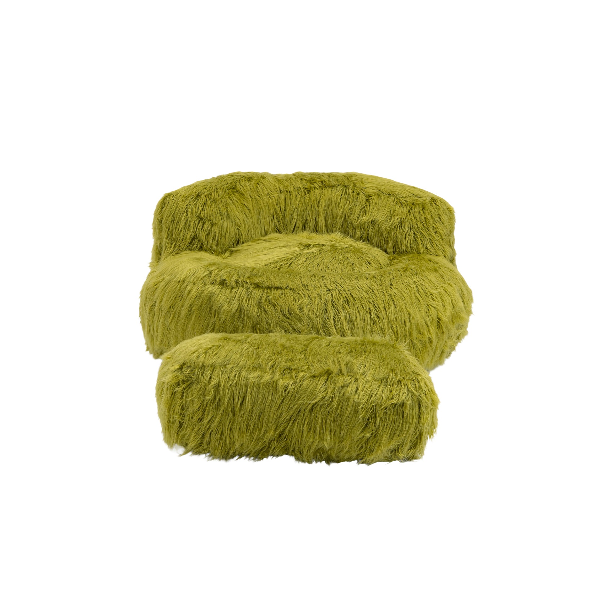 COOLMORE Bean Bag Chair Faux fur Lazy Sofa Footstool olive-plush