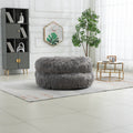 COOLMORE Bean Bag Chair Faux fur Lazy Sofa Footstool gray-plush