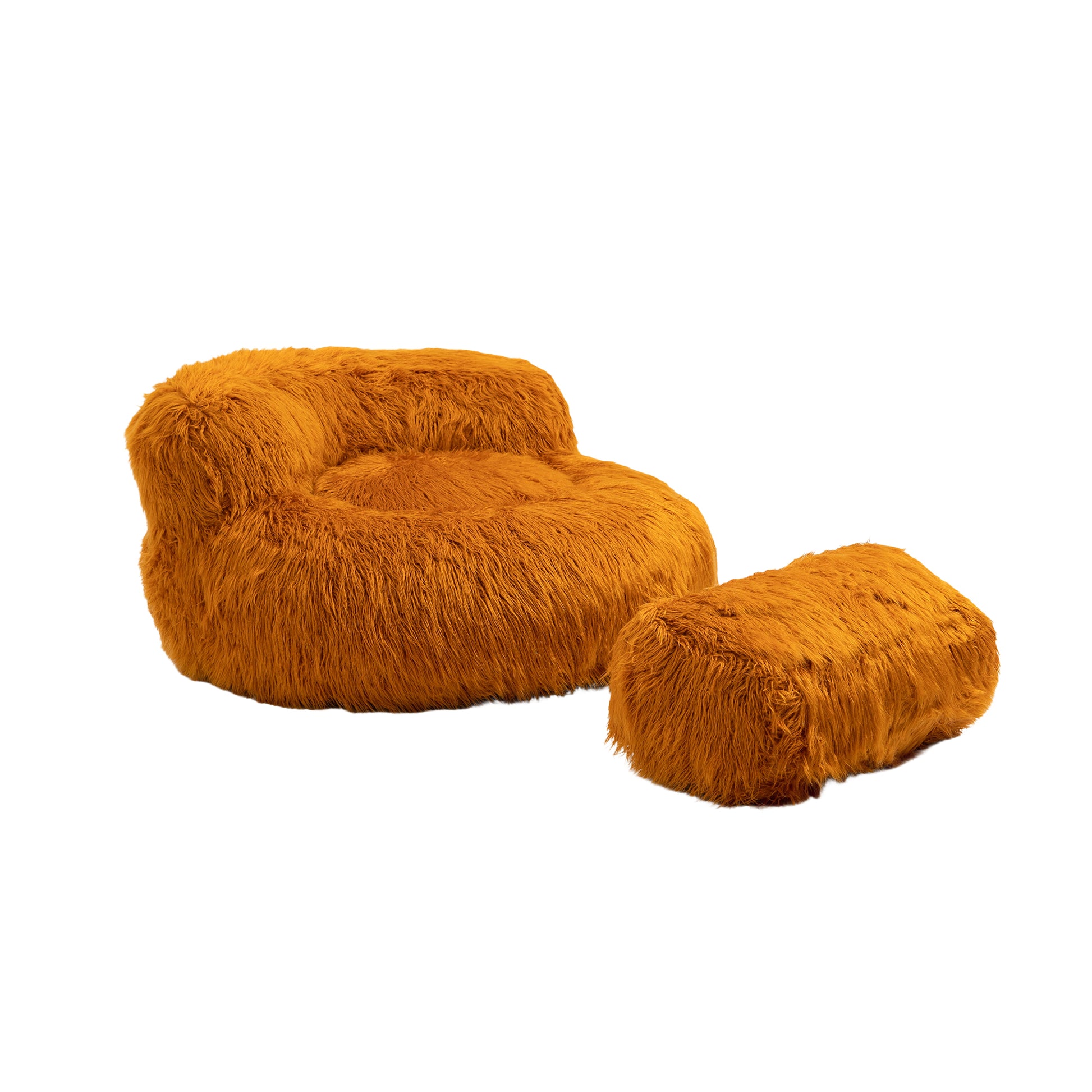 COOLMORE Bean Bag Chair Faux fur Lazy Sofa Footstool orange-plush