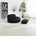 COOLMORE Bean Bag Chair Faux fur Lazy Sofa Footstool black-plush