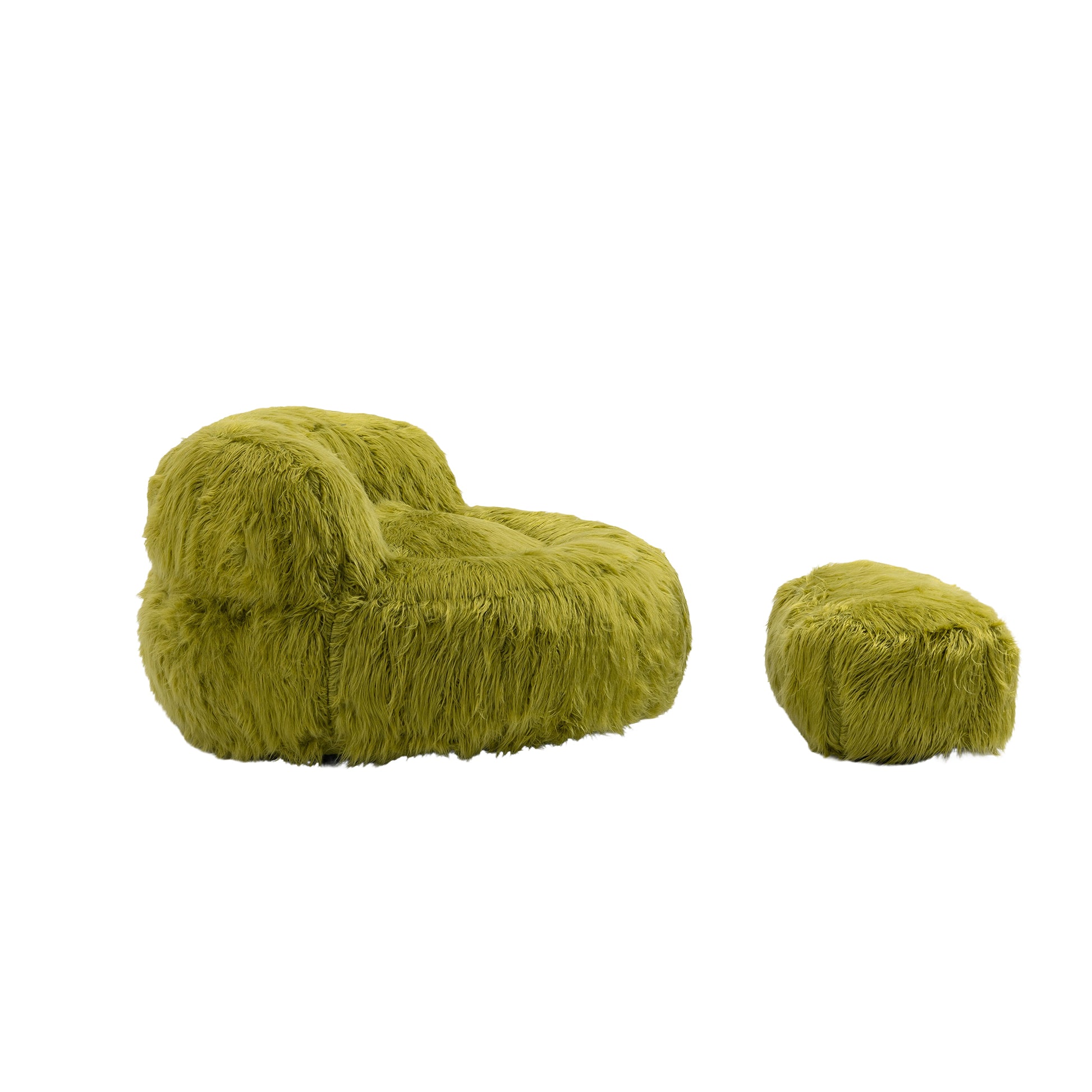 COOLMORE Bean Bag Chair Faux fur Lazy Sofa Footstool olive-plush