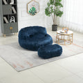 COOLMORE Bean Bag Chair Faux fur Lazy Sofa Footstool navy-plush