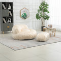 COOLMORE Bean Bag Chair Faux fur Lazy Sofa Footstool beige-plush