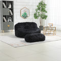 COOLMORE Bean Bag Chair Faux fur Lazy Sofa Footstool black-plush