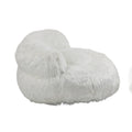 COOLMORE Bean Bag Chair Faux fur Lazy Sofa Footstool white-plush