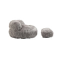 COOLMORE Bean Bag Chair Faux fur Lazy Sofa Footstool gray-plush