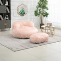 COOLMORE Bean Bag Chair Faux fur Lazy Sofa Footstool pink-plush