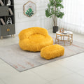 COOLMORE Bean Bag Chair Faux fur Lazy Sofa Footstool yellow-plush