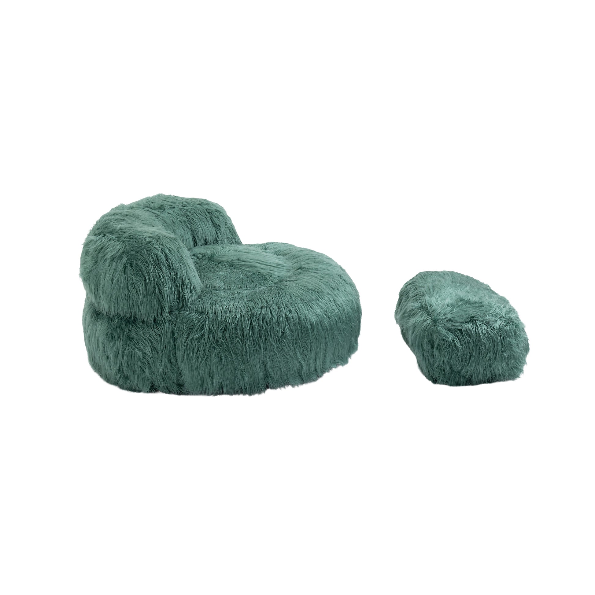 COOLMORE Bean Bag Chair Faux fur Lazy Sofa Footstool mint green-plush