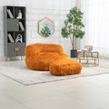 COOLMORE Bean Bag Chair Faux fur Lazy Sofa Footstool orange-plush