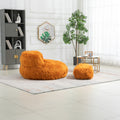 COOLMORE Bean Bag Chair Faux fur Lazy Sofa Footstool orange-plush