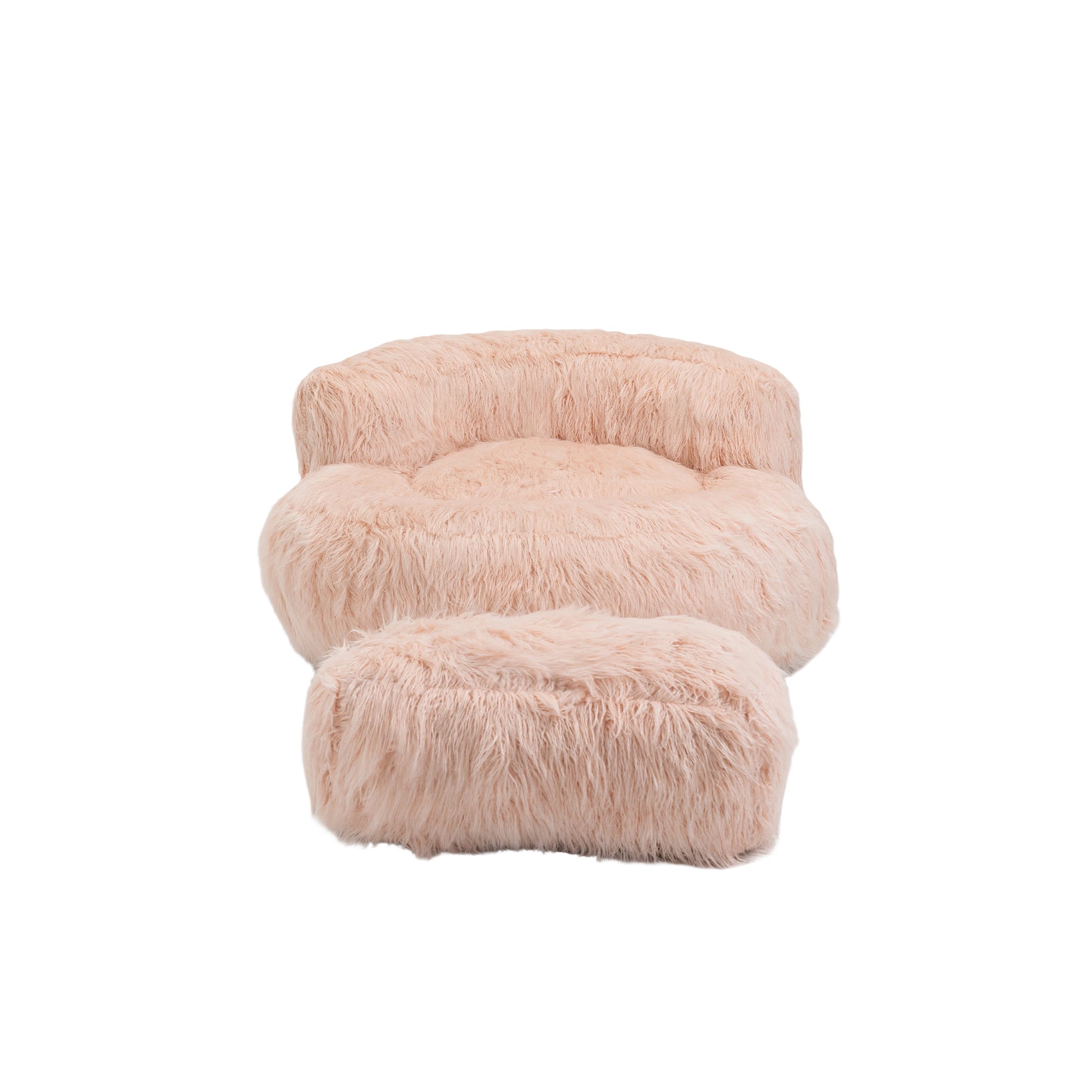 COOLMORE Bean Bag Chair Faux fur Lazy Sofa Footstool pink-plush