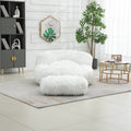 COOLMORE Bean Bag Chair Faux fur Lazy Sofa Footstool white-plush