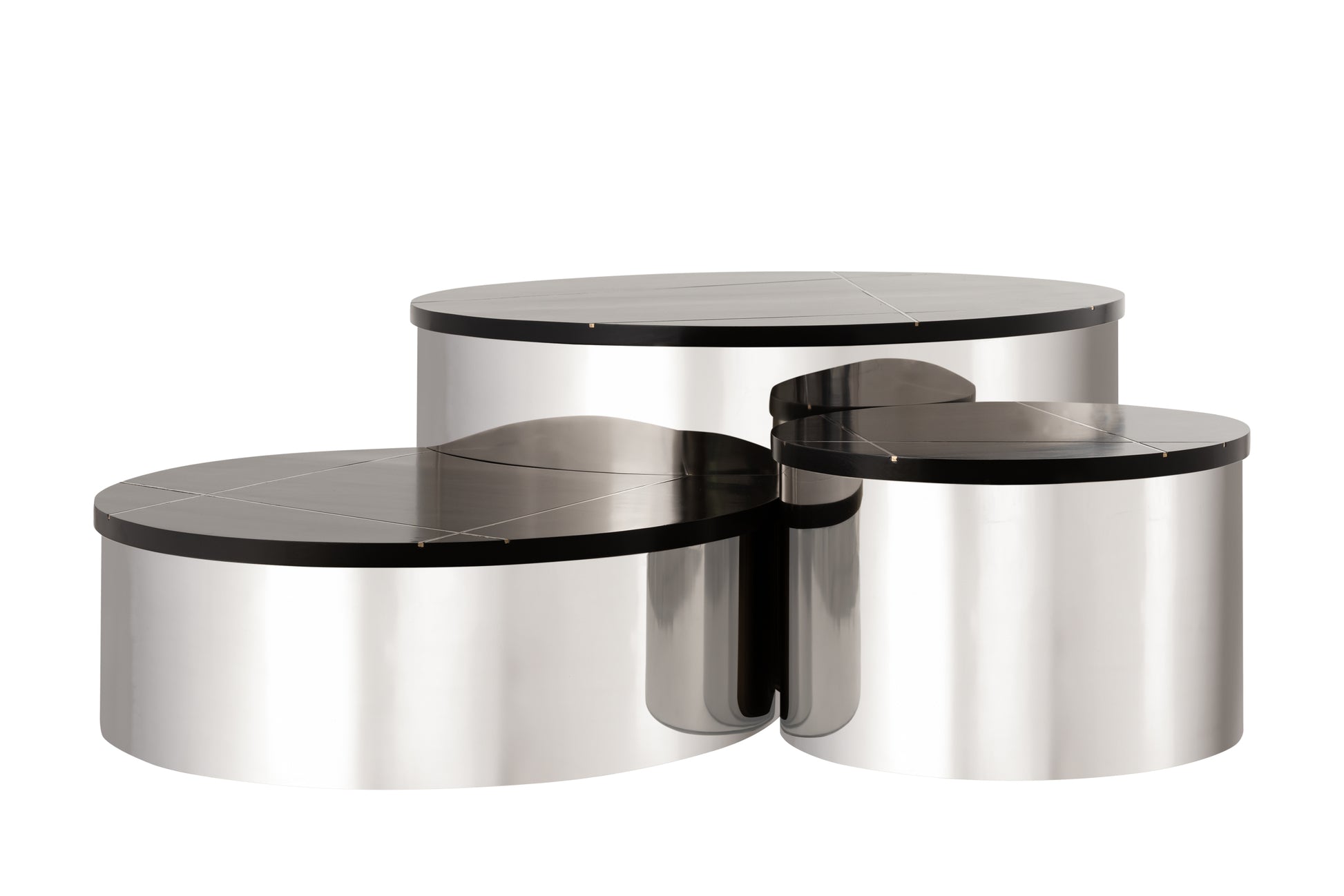 Modern Style 3PC CT805 3 Coffee Table Set in Silver silver-primary living
