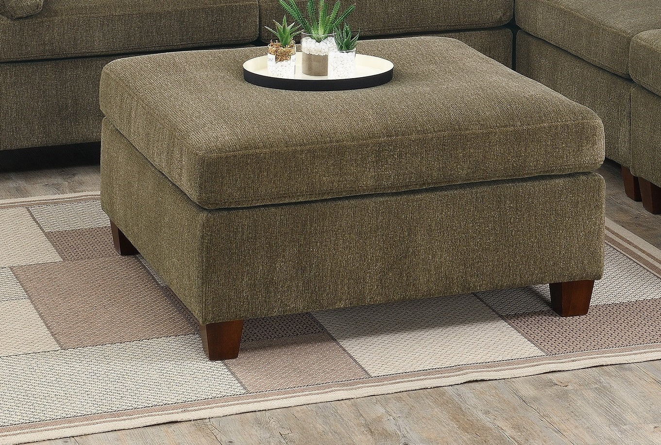 Living Room Furniture Tan Chenille Modular Sectional tan-chenille-wood-primary living space-cushion