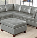 Genuine Leather Grey Color Tufted 6pc Modular grey-genuine leather-wood-primary living