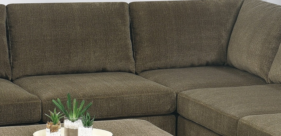 Living Room Furniture Tan Chenille Modular Sectional tan-chenille-wood-primary living space-cushion