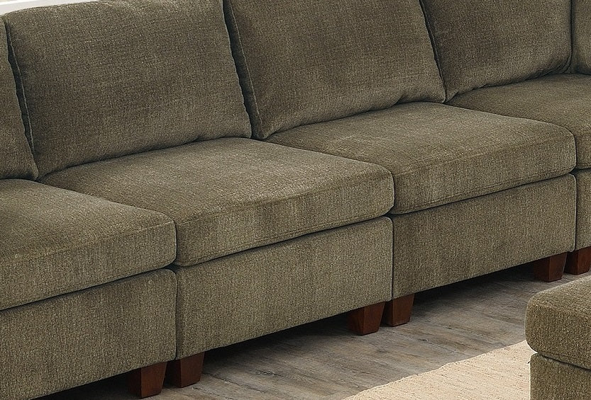 Living Room Furniture Tan Chenille Modular Sectional tan-chenille-wood-primary living space-cushion