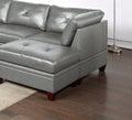 Genuine Leather Grey Color Tufted 8pc Sectional Set 3x grey-genuine leather-wood-primary living