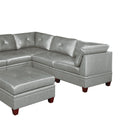 Genuine Leather Grey Color Tufted 7pc Modular grey-genuine leather-wood-primary living