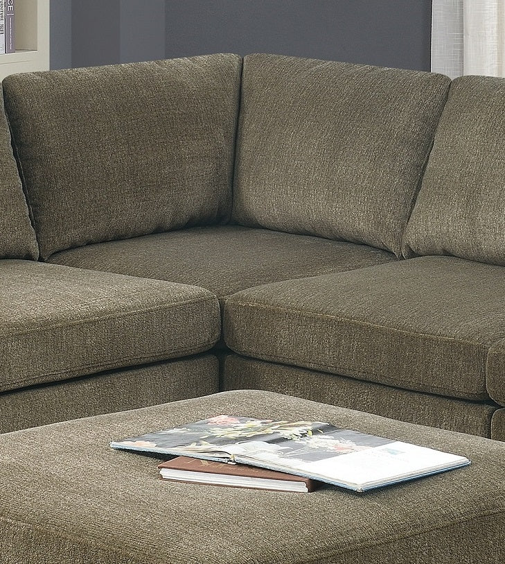 Living Room Furniture Tan Chenille Modular Sectional tan-chenille-wood-primary living space-cushion