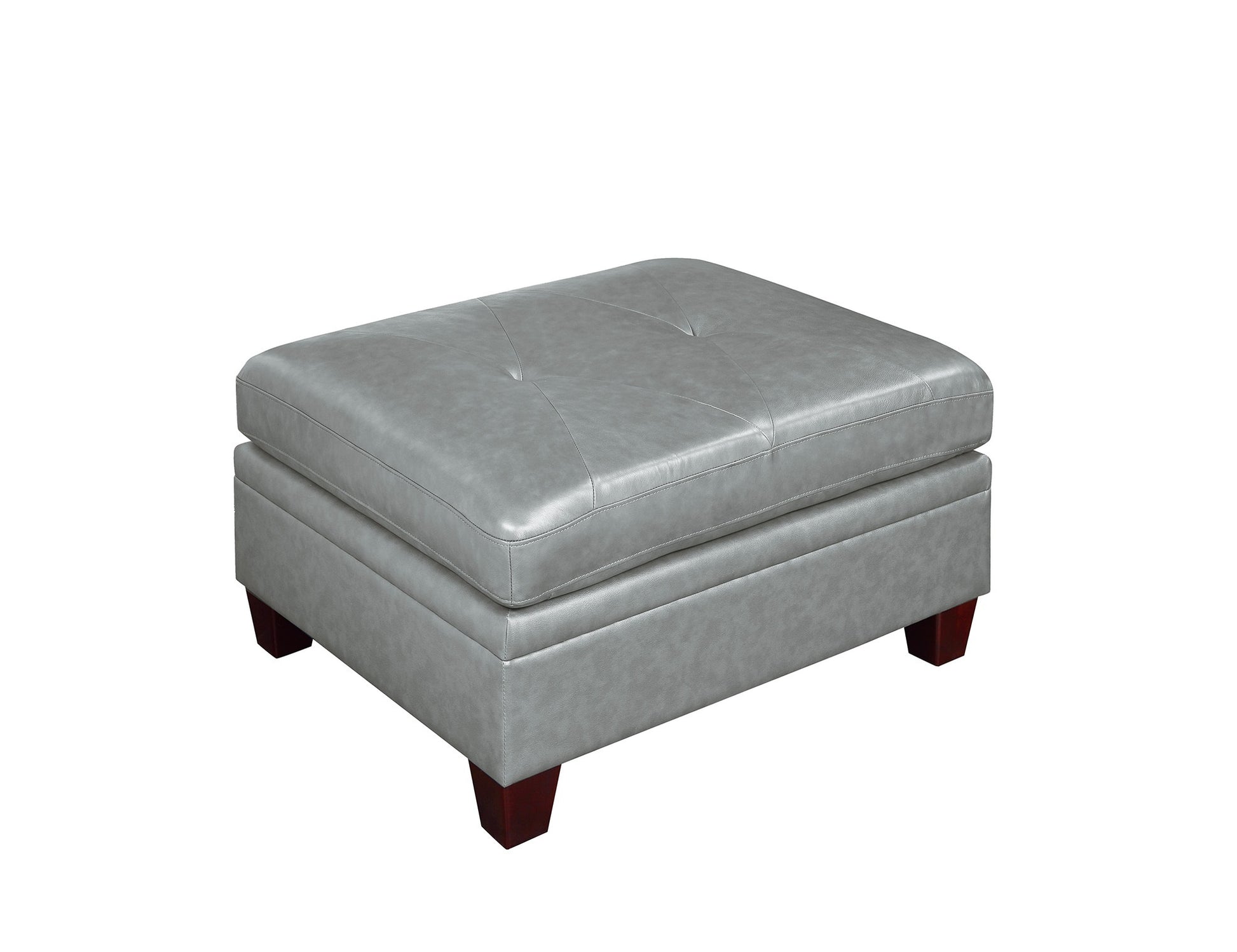 Contemporary Genuine Leather 1pc Ottoman Grey Color grey-genuine leather-primary living