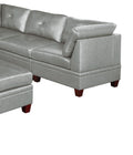 Genuine Leather Grey Color Tufted 7pc Modular grey-genuine leather-wood-primary living