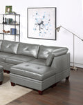 Genuine Leather Grey Color Tufted 8pc Sectional Set 3x grey-genuine leather-wood-primary living