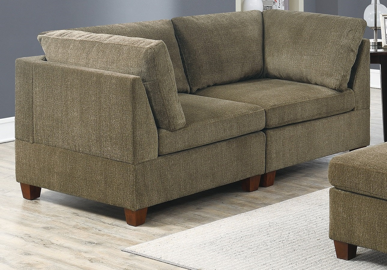 Living Room Furniture Tan Chenille Modular Sectional tan-chenille-wood-primary living space-cushion