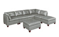 Genuine Leather Grey Color Tufted 7pc Modular grey-genuine leather-wood-primary living
