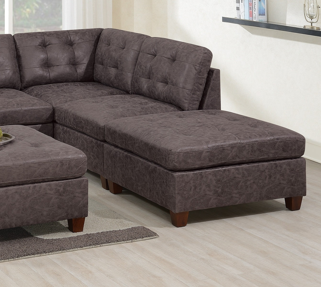 Living Room Furniture Tufted Armless Chair Dark Brown dark brown-primary living