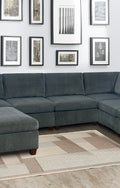 Living Room Furniture Gray Chenille Modular Sectional gray-chenille-wood-primary living space-cushion