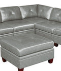 Genuine Leather Grey Color Tufted 7pc Modular grey-genuine leather-wood-primary living