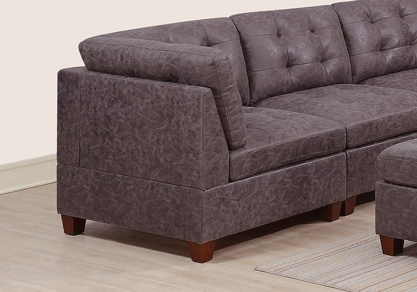 Living Room Furniture Tufted Corner Wedge Dark Brown dark brown-primary living