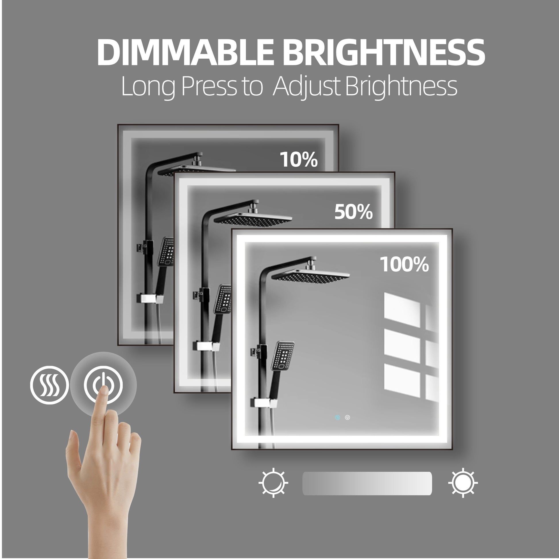 36 x 36 LED Mirror for Bathroom, LED Vanity Mirror natural-modern-glass