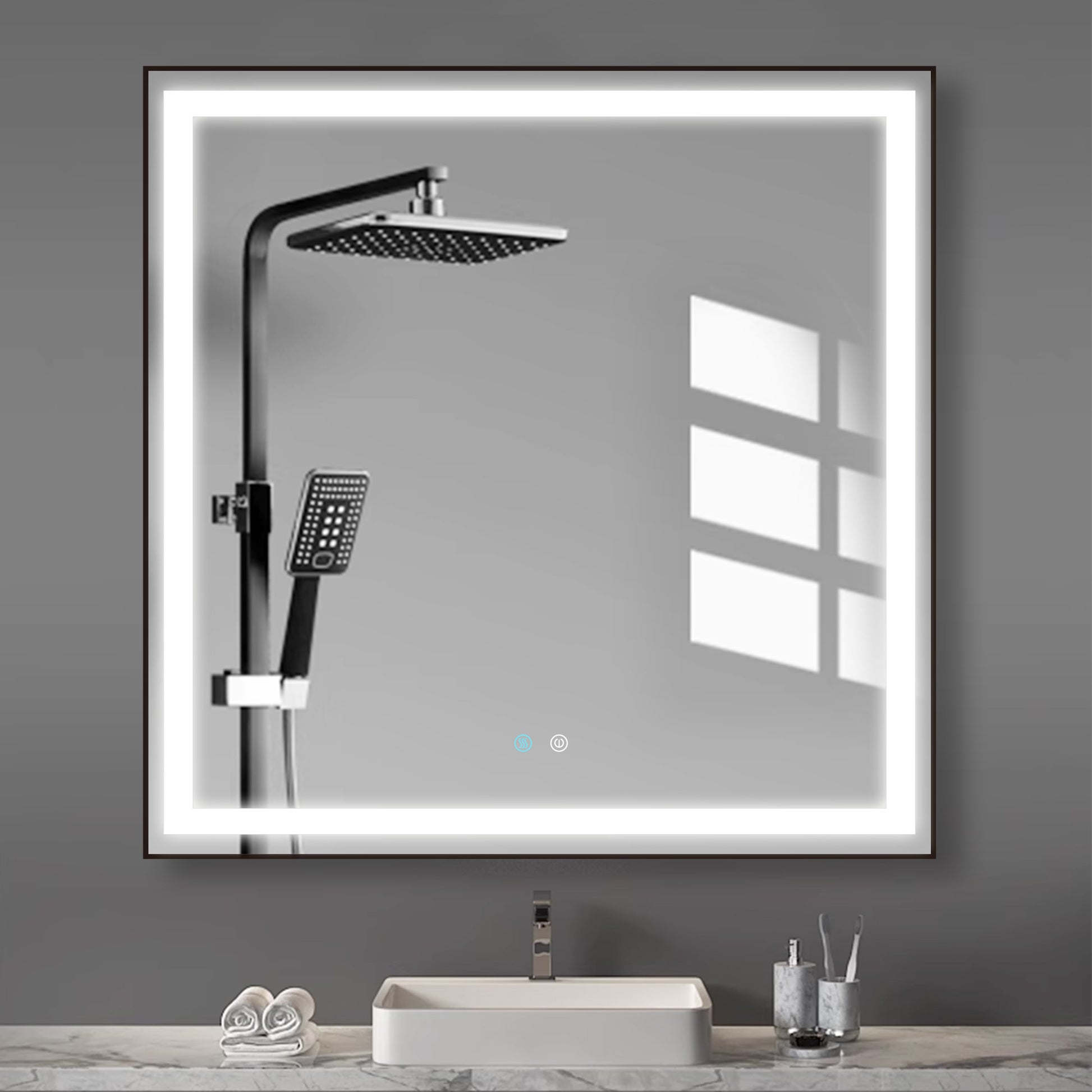 36 x 36 LED Mirror for Bathroom, LED Vanity Mirror natural-modern-glass