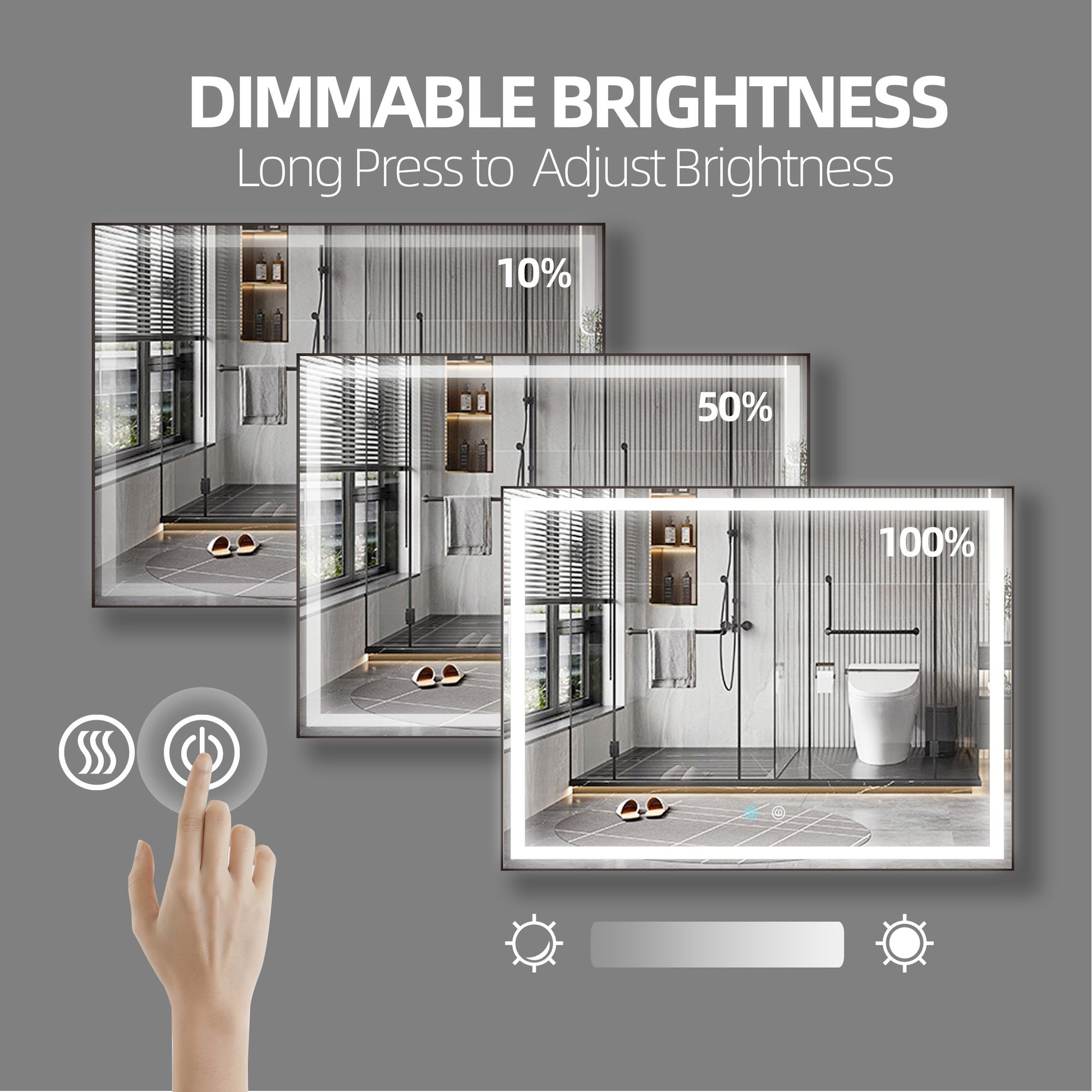 48 x 36 LED Mirror for Bathroom, LED Vanity Mirror natural-modern-glass