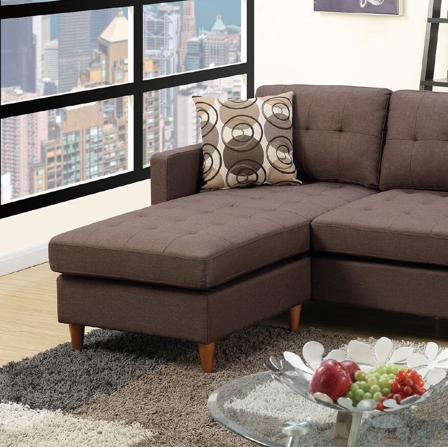 Chocolate Polyfiber Sectional Sofa Living Room chocolate-wood-primary living space-tufted